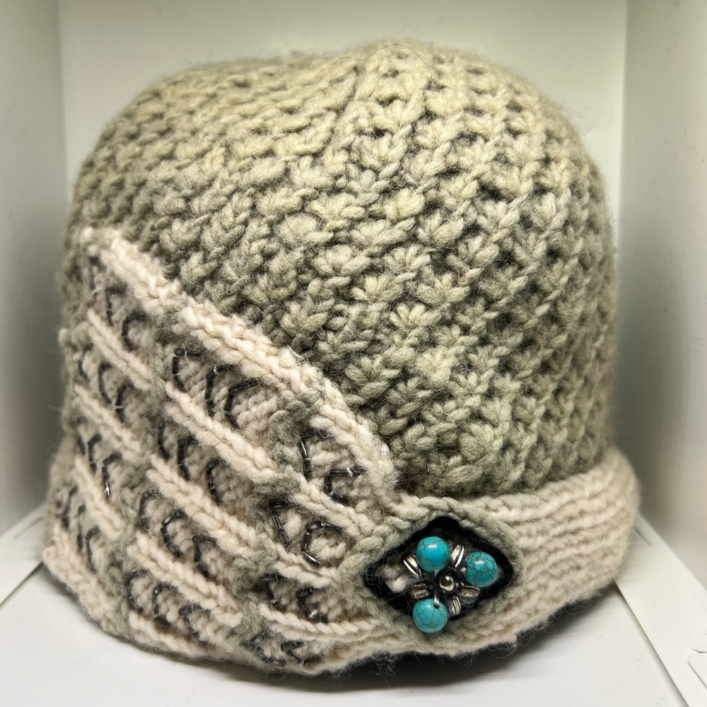 NWT - French Knot Wool Sage Green Hat